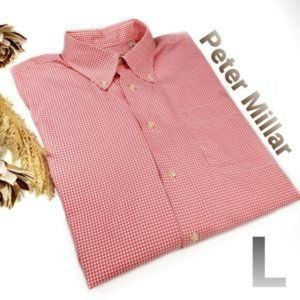 NEW Peter Millar Red Wht Print Long Sleeve Shirt L